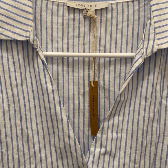 3/$25! NEW! Women’s Boutique Classic Carol Button Up Striped Linen Peplum Top M - Picture 16 of 16